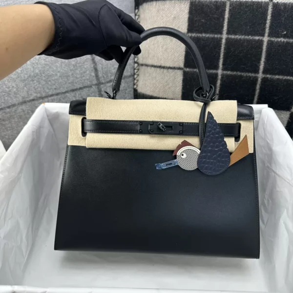05d5405c29e38fb-jpg Handmade Hermes Box Leather Kelly 28CM So Black 89 Noir Black Hardware