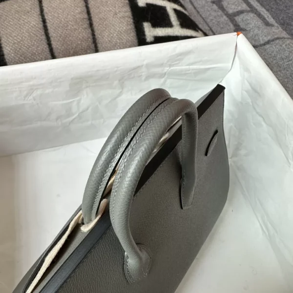 Handmade Hermes 0L Gris Meyer Birkin Sellier 25CM Epsom Leather Gold Hardware