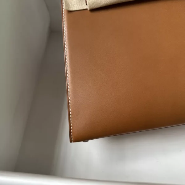 UK London Hermes Kelly 28CM Sellier 37 Gold Barenia Leather Silver Hardware