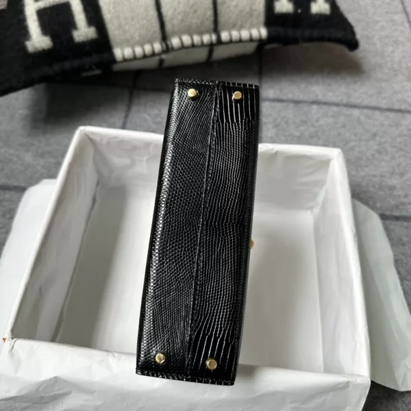 135d65f82491e86-jpg Full Handmade Hermes Lizard Leather Mini Kelly 19CM 89 Noir Gold Hardware