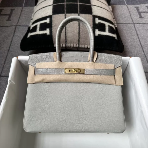 138cd6d471b8ba8-jpg Taiwan Hermes Birkin Touch 30CM 80 Gris Pearl Togo Leather / Matte Alligator Gold Hardware