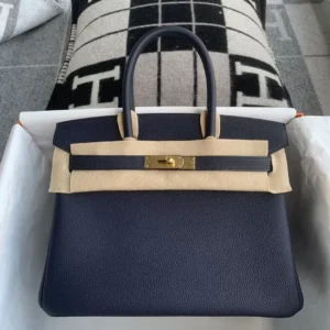 Hermes 2Z Blue Nuit Togo Leather Birkin 30CM Silver Hardware