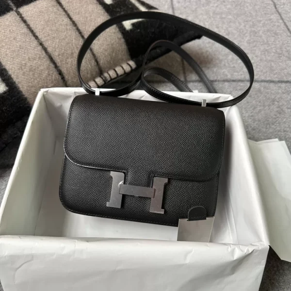 18982156fe3ed4b-jpg Handmade Epsom Leather Constance 18CM Mirror Style 89 Noir Silver Hardware