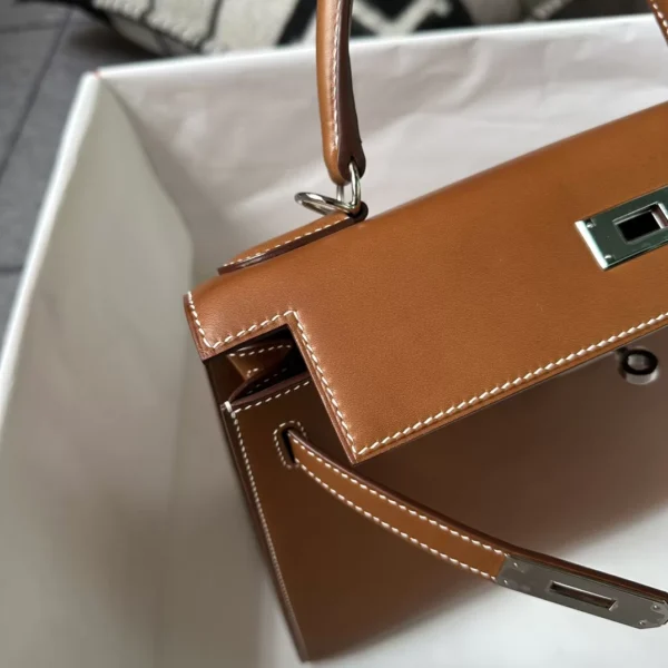 UK London Hermes Kelly 28CM Sellier 37 Gold Barenia Leather Silver Hardware