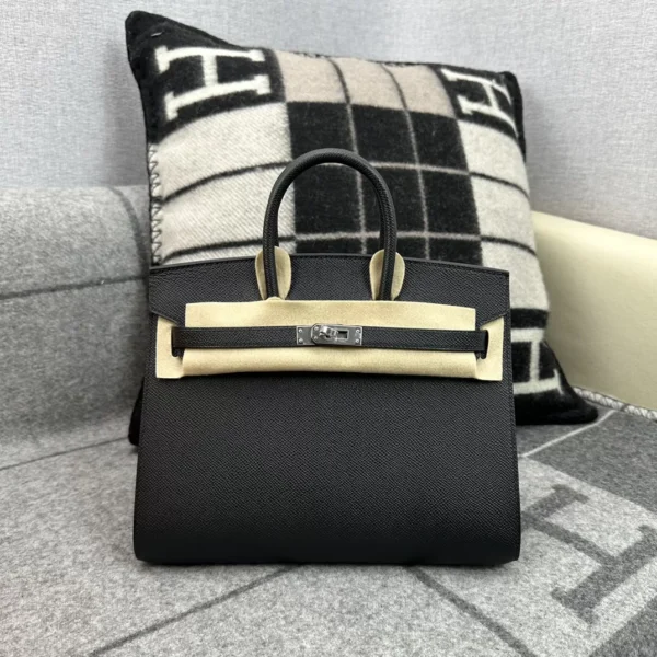 Hermes Shop 89 Noir Birkin Sellier 25CM Epsom Leather Silver Hardware