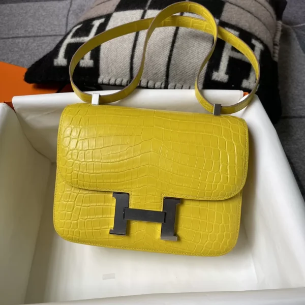 New Arrival Matte Niloticus Crocodile Constance 24CM Mimosa Silver Hardware