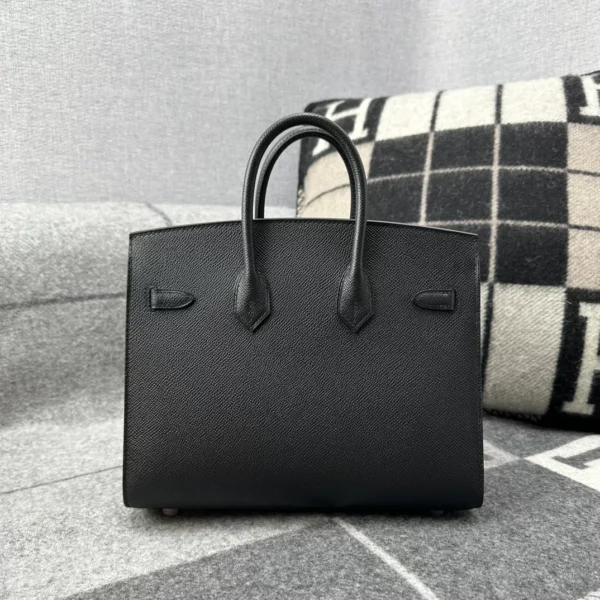 Hermes Epsom Leather Birkin 25CM Sellier 89 Noir Rose Gold Hardware