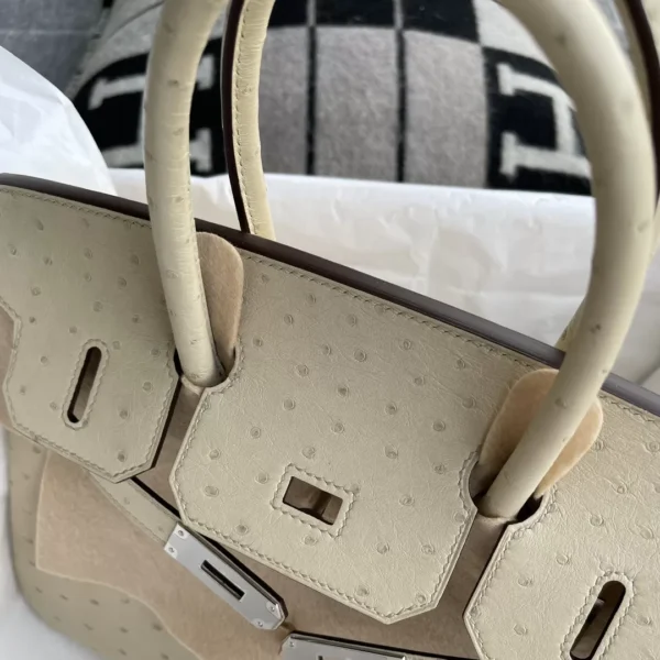 Qatar Doha Hermes Ostrich Birkin 30CM 3C Parchemin Silver Hardware