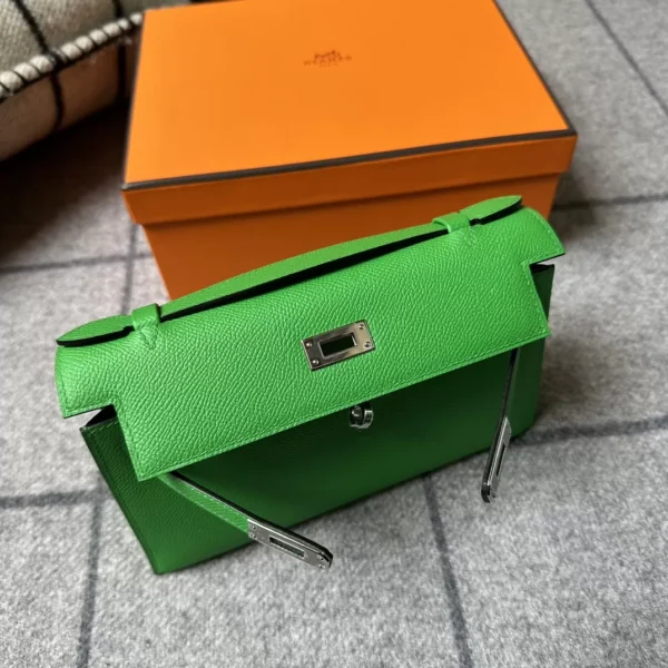 31775c074690ada-jpg Hermes 1K Bambou Epsom Leather Kelly Pochette 22CM Silver Hardware