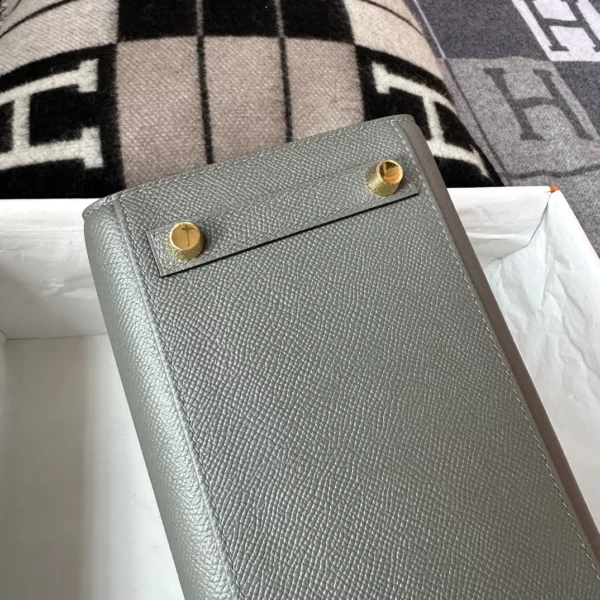 Handmade Hermes 0L Gris Meyer Birkin Sellier 25CM Epsom Leather Gold Hardware