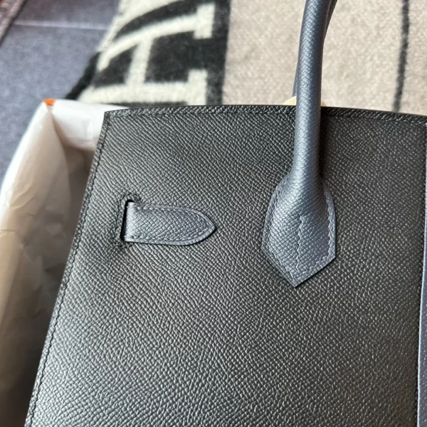 Handmade Hermes Noir / Blue India/ Blue Frida Epsom Birkin Sellier 30CM Silver Hardware