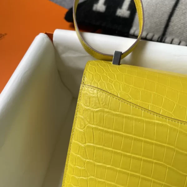 New Arrival Matte Niloticus Crocodile Constance 24CM Mimosa Silver Hardware