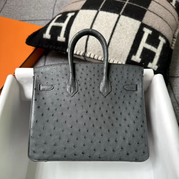 4b66b29fddf0c23-jpg UK London Hermes Ostrich Leather Birkin 25CM 88 Gris Graphite Gold Hardware