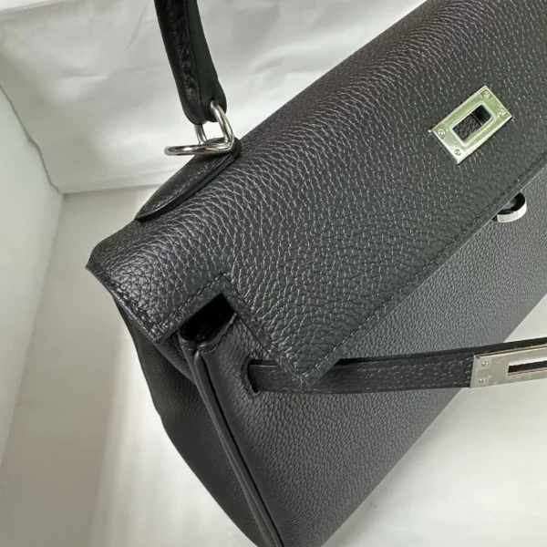 Hermes Shop Togo Leather Kelly 25CM 89 Noir Silver Hardware