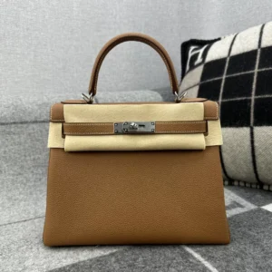 Taiwan Hermes 37 Gold Togo Leather Kelly 28CM Silver Hardware