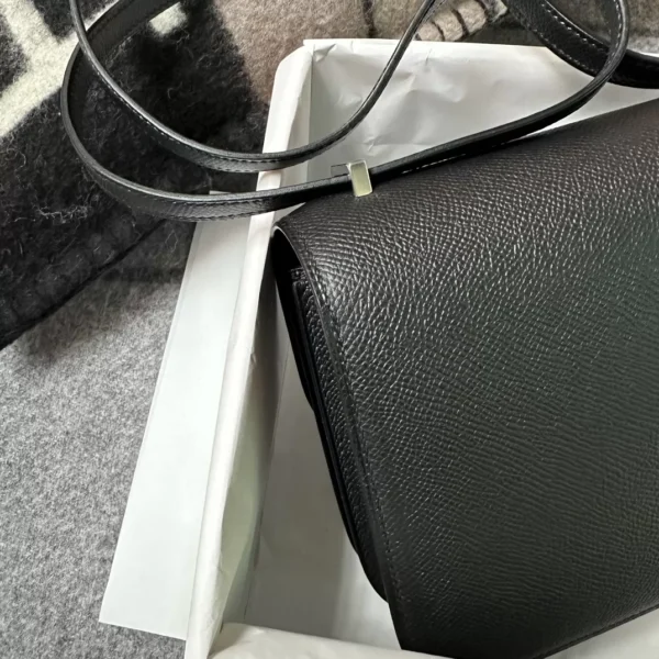 55a6de3e08ef2f5-jpg Handmade Epsom Leather Constance 18CM Mirror Style 89 Noir Silver Hardware