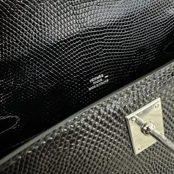 60d2b80947b387a-jpg Saudi Arabia Riyadh Hermes Lizard Kelly Pochette 22CM 89 Noir Silver Hardware