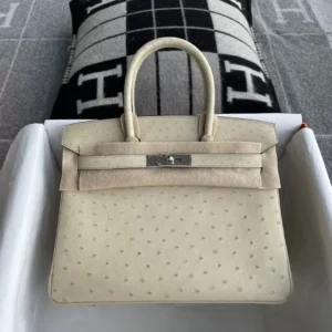 Qatar Doha Hermes Ostrich Birkin 30CM 3C Parchemin Silver Hardware