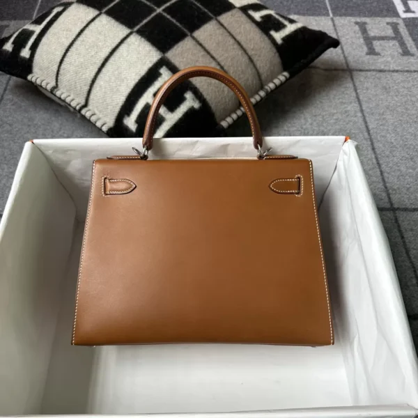 UK London Hermes Kelly 28CM Sellier 37 Gold Barenia Leather Silver Hardware