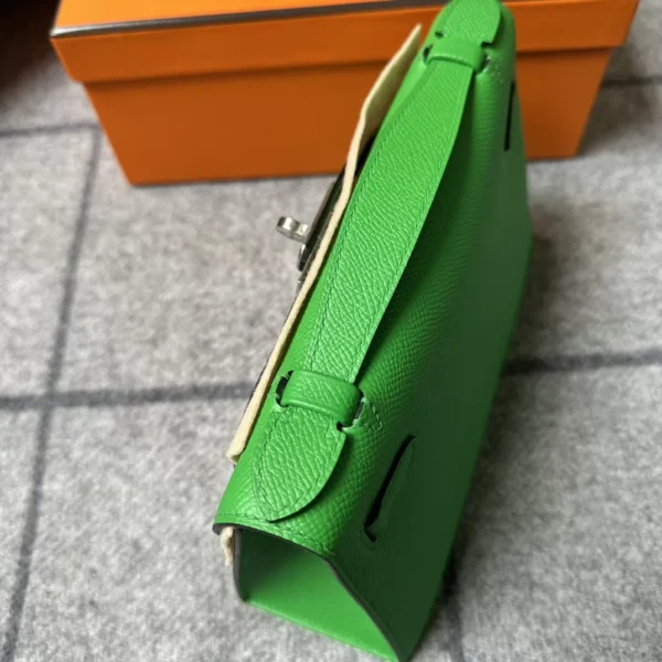 838dd48837c5a21-jpg Hermes 1K Bambou Epsom Leather Kelly Pochette 22CM Silver Hardware