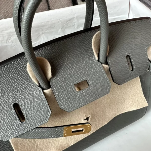 Handmade Hermes 0L Gris Meyer Birkin Sellier 25CM Epsom Leather Gold Hardware