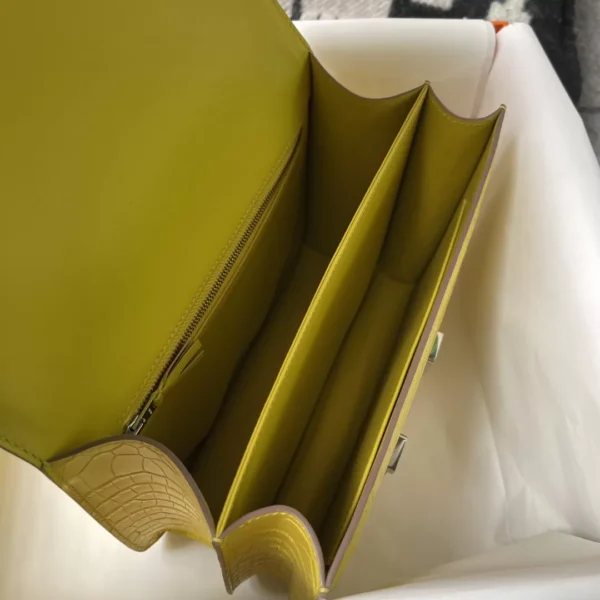 New Arrival Matte Niloticus Crocodile Constance 24CM Mimosa Silver Hardware