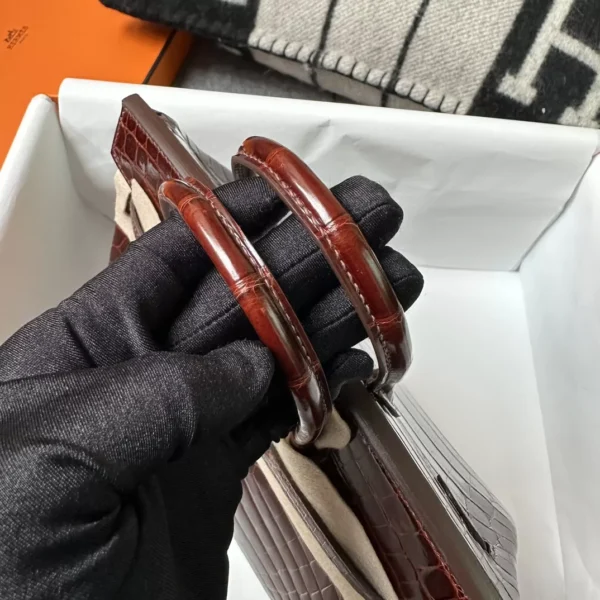 Handmade Hermes Shiny Niloticus Crocodile Miel Birkin 25CM Gold Hardware