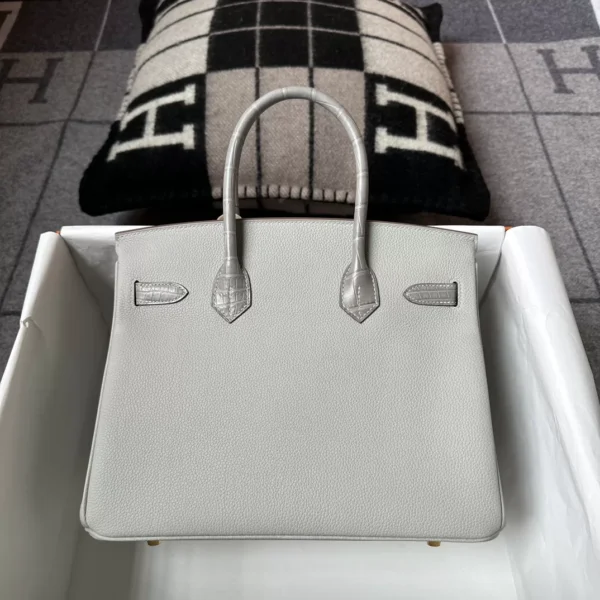 8de5012c72d9591-jpg Taiwan Hermes Birkin Touch 30CM 80 Gris Pearl Togo Leather / Matte Alligator Gold Hardware