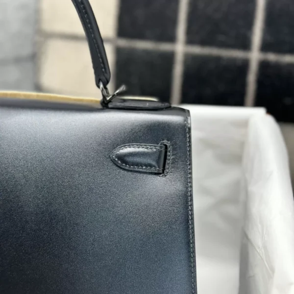 8e30d1a8035bf43-jpg Handmade Hermes Box Leather Kelly 28CM So Black 89 Noir Black Hardware