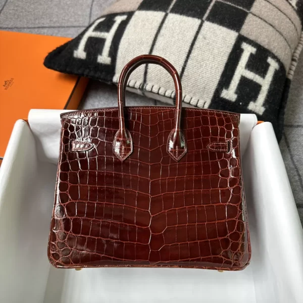 Handmade Hermes Shiny Niloticus Crocodile Miel Birkin 25CM Gold Hardware