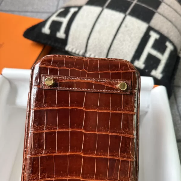 Handmade Hermes Shiny Niloticus Crocodile Miel Birkin 25CM Gold Hardware