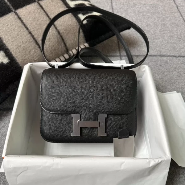 b6e43604b587f49-jpg Handmade Epsom Leather Constance 18CM Mirror Style 89 Noir Silver Hardware