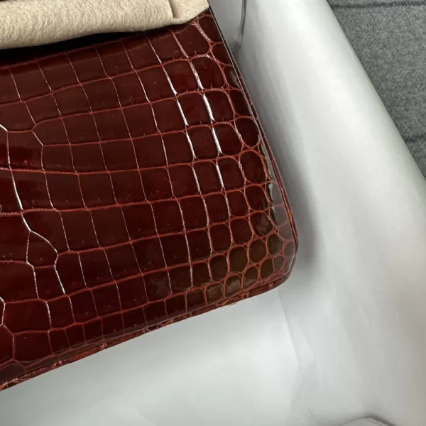 Handmade Hermes Shiny Niloticus Crocodile Miel Birkin 25CM Gold Hardware