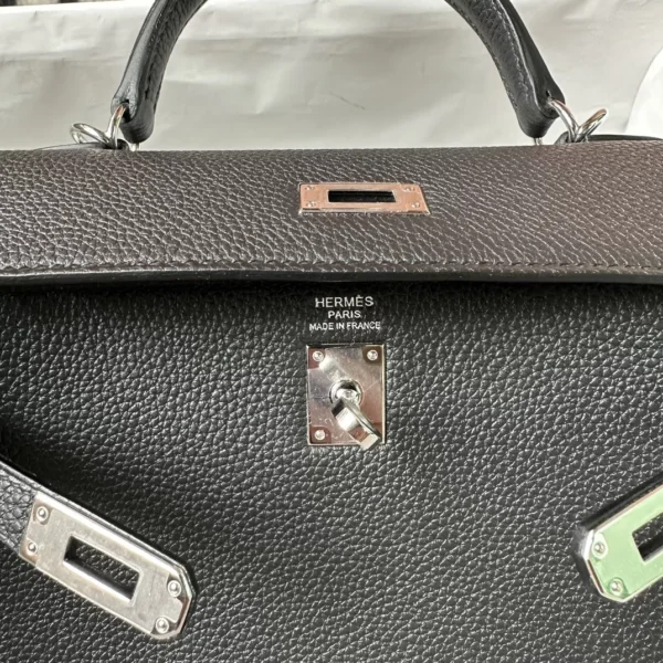Hermes Shop Togo Leather Kelly 25CM 89 Noir Silver Hardware
