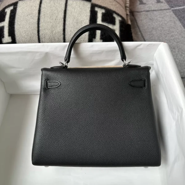 Hermes Shop Togo Leather Kelly 25CM 89 Noir Silver Hardware