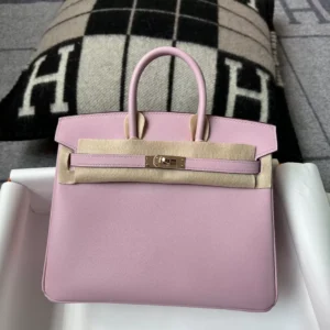 Hermes Boutique X9 Mauve Sylvestre Swift Leather Birkin 25CM Rose Gold Hardware