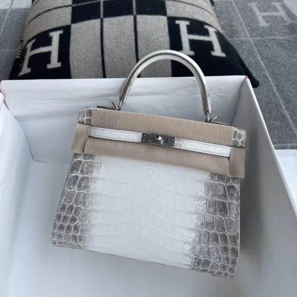 cab54af0dca0192-jpg Handmade Hermes Himalaya Crocodile Leather Kelly 25CM Silver Hardware