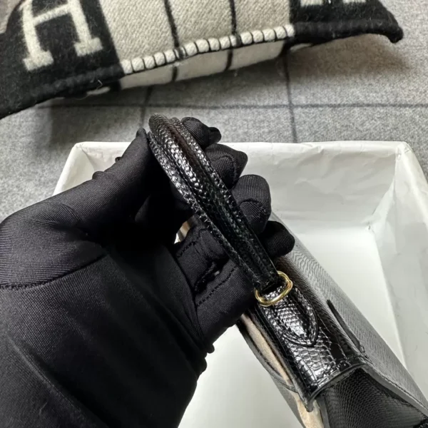 dc745822ec0a2e0-jpg Full Handmade Hermes Lizard Leather Mini Kelly 19CM 89 Noir Gold Hardware