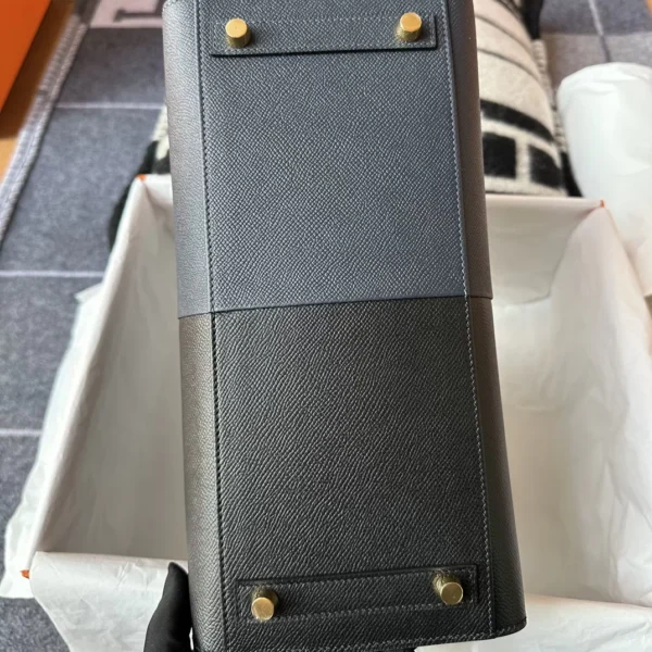 Handmade Hermes Noir / Blue India/ Blue Frida Epsom Birkin Sellier 30CM Silver Hardware