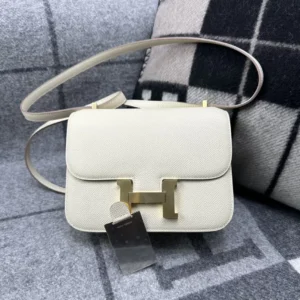 USA New York 10 Craie Epsom Leather Constance 18CM Gold Hardware