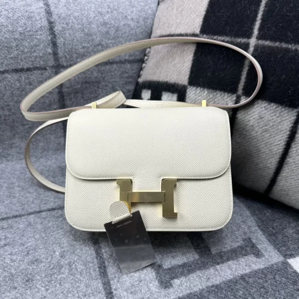 USA New York 10 Craie Epsom Leather Constance 18CM Gold Hardware