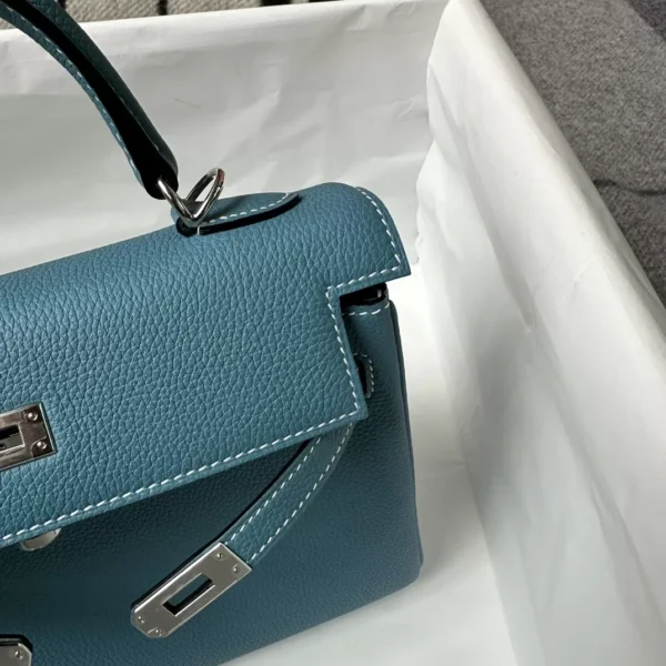 f9946acde59bffc-jpg Handmade Hermes 75 Blue Jean Togo Leather Kelly 25CM Silver Hardware