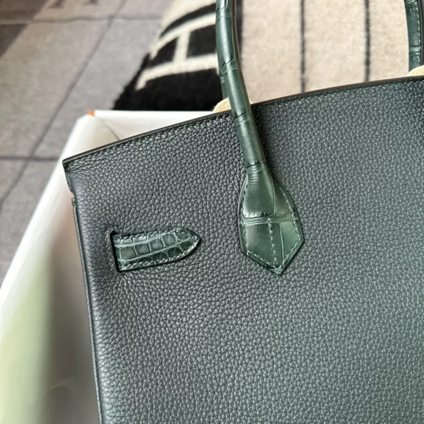 fe77559bc29c9c8-jpg Hermes 6O Vert Cypres Birkin Touch 30CM Togo Leather / Matte Alligator Gold Hardware