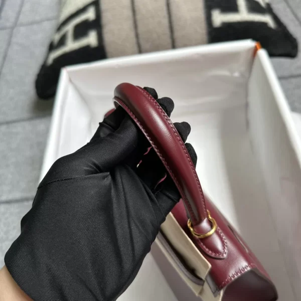 USA New York Hermes Box Leather Kelly Sellier 25CM 57 Bordeaux Gold Hardware