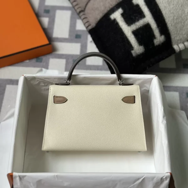 Special Order Hermes Epsom Mini Kelly 19CM Craie/ Gris Meyer/ Biscuit Silver Hardware