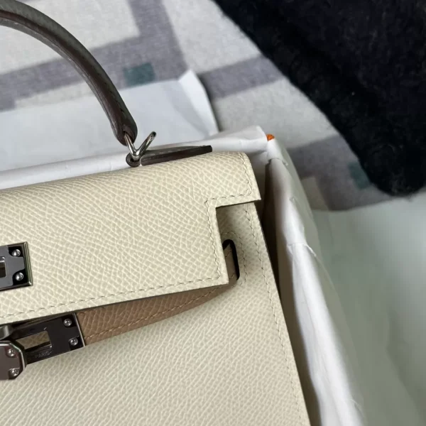 Special Order Hermes Epsom Mini Kelly 19CM Craie/ Gris Meyer/ Biscuit Silver Hardware