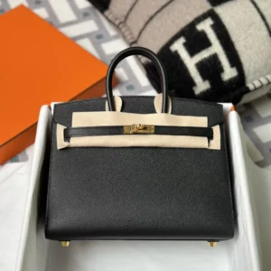 Handmad Hermes Birkin Sellier 25CM Epsom Leather 89 Noir Gold Hardware