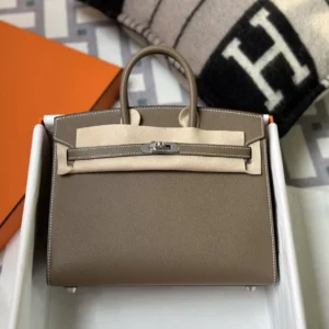 USA New York Hermes 18 Etoupe Epsom Birkin Sellier 25CM Silver Hardware