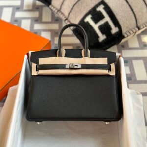 Kuwait Hermes Togo Leather 89 Noir Birkin 25CM Silver Hardware