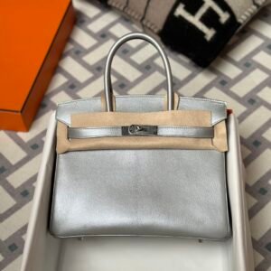 Hermes Bag Pictures Silver Chevre Leather Birkin 30CM Silver Hardware